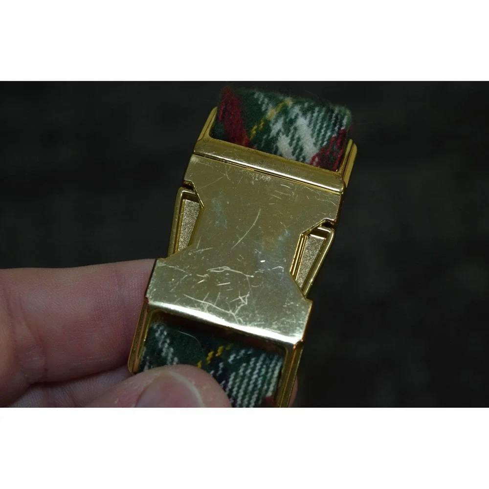 4 The Foggy Dog SF Collars LARGE Plaid Flannel Dots 2 Bow Ties Gold Hardware